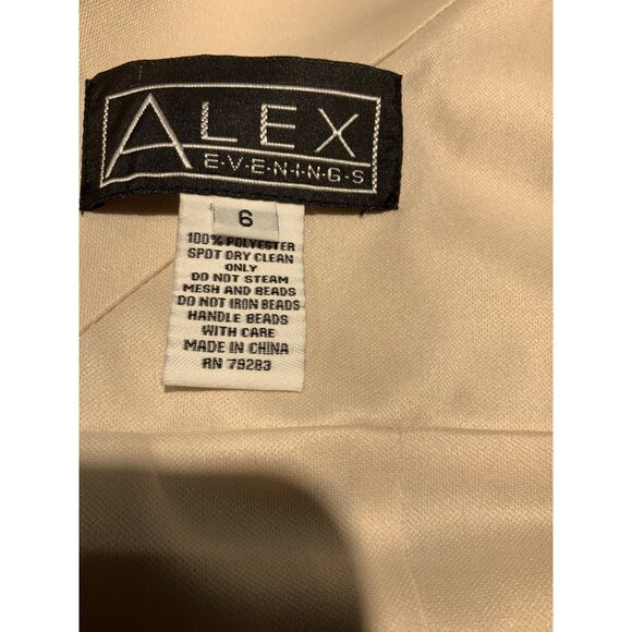 Alex Evenings Dress Size 6 Champagne Cream Crystals Evening Cocktail Wedding - Picture 4 of 5